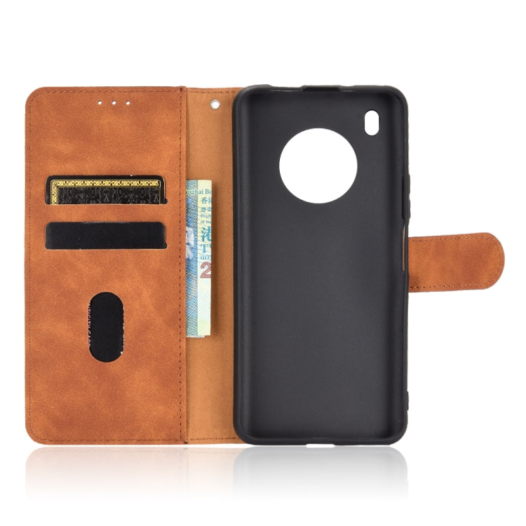 For Huawei Y9a Solid Color Skin Feel Magnetic Buckle Horizontal Flip Calf Texture PU Leather Case with Holder & Card Slots & Wallet