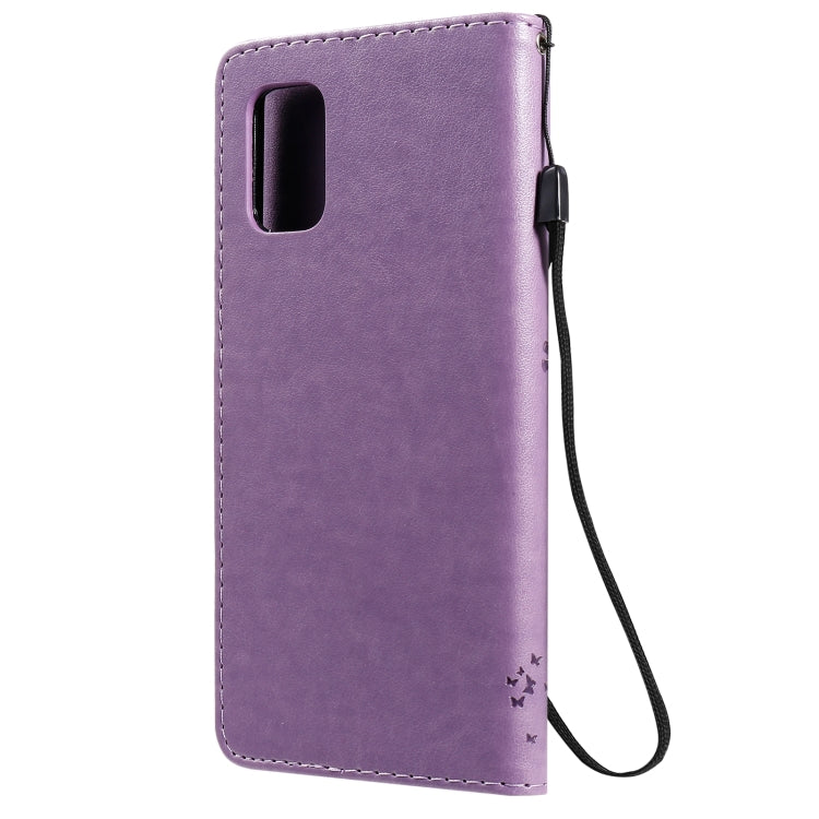 For Samsung Galaxy M51 Tree & Cat Pattern Pressed Printing Horizontal Flip PU Leather Case with Holder & Card Slots & Wallet & Lanyard