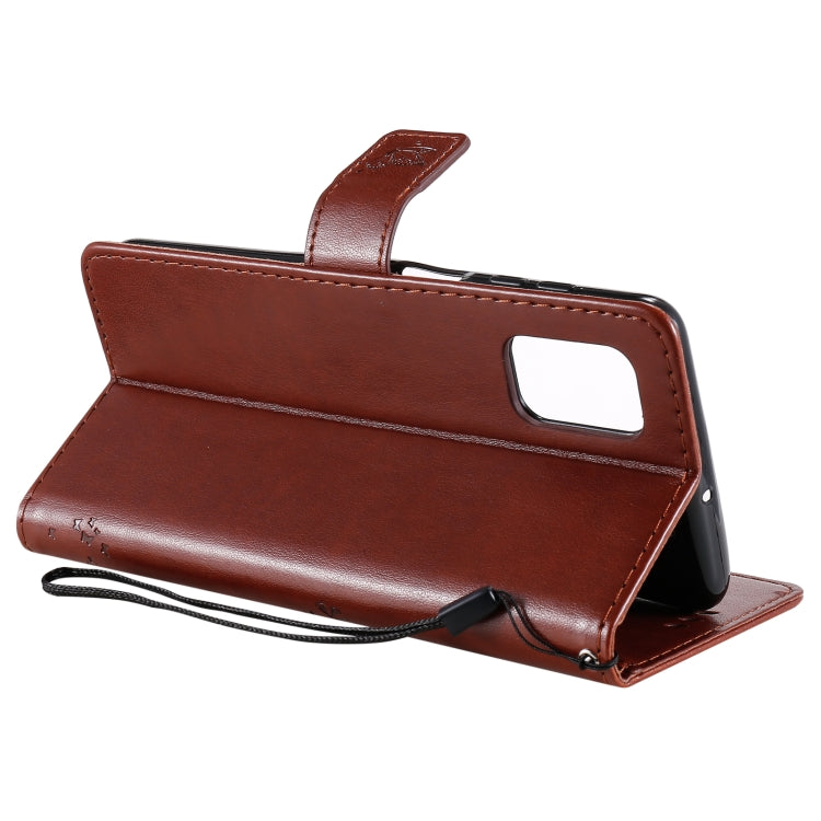 For Samsung Galaxy M51 Tree & Cat Pattern Pressed Printing Horizontal Flip PU Leather Case with Holder & Card Slots & Wallet & Lanyard