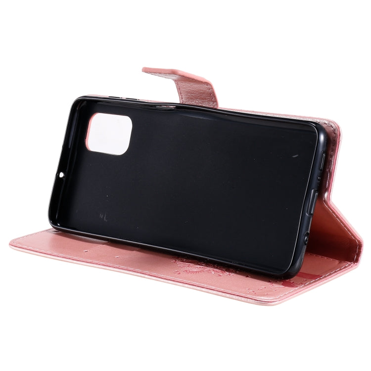 For Samsung Galaxy M51 Tree & Cat Pattern Pressed Printing Horizontal Flip PU Leather Case with Holder & Card Slots & Wallet & Lanyard