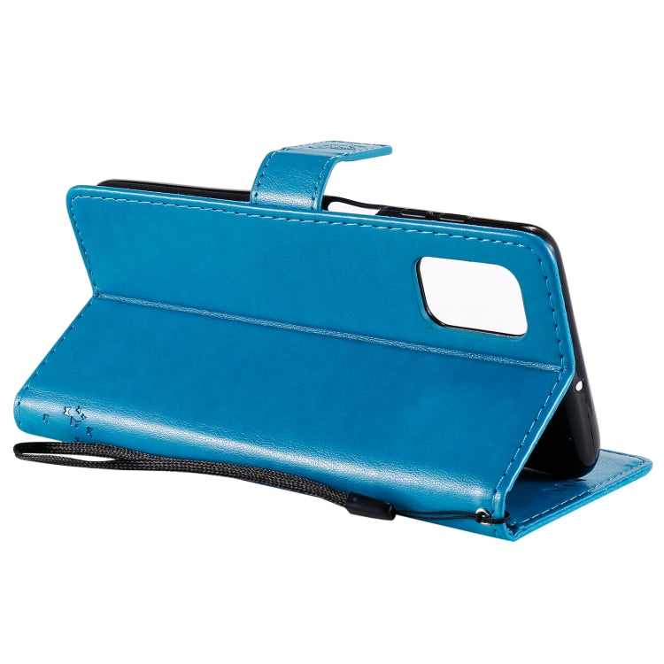 For Samsung Galaxy M51 Tree & Cat Pattern Pressed Printing Horizontal Flip PU Leather Case with Holder & Card Slots & Wallet & Lanyard