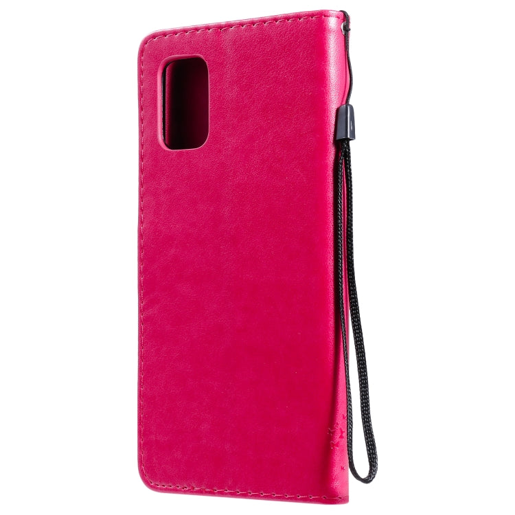 For Samsung Galaxy M51 Tree & Cat Pattern Pressed Printing Horizontal Flip PU Leather Case with Holder & Card Slots & Wallet & Lanyard