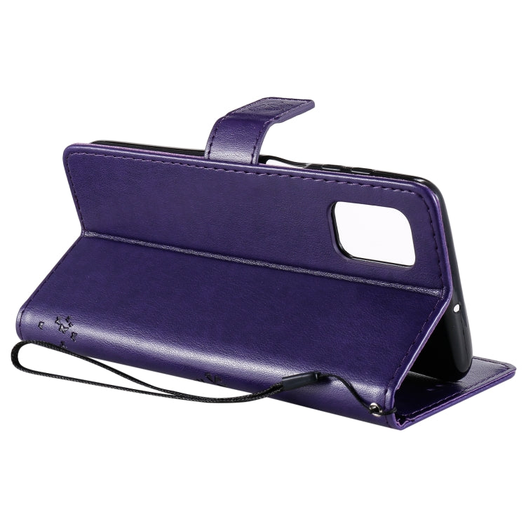 For Samsung Galaxy M51 Tree & Cat Pattern Pressed Printing Horizontal Flip PU Leather Case with Holder & Card Slots & Wallet & Lanyard