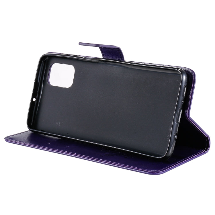 For Samsung Galaxy M51 Tree & Cat Pattern Pressed Printing Horizontal Flip PU Leather Case with Holder & Card Slots & Wallet & Lanyard