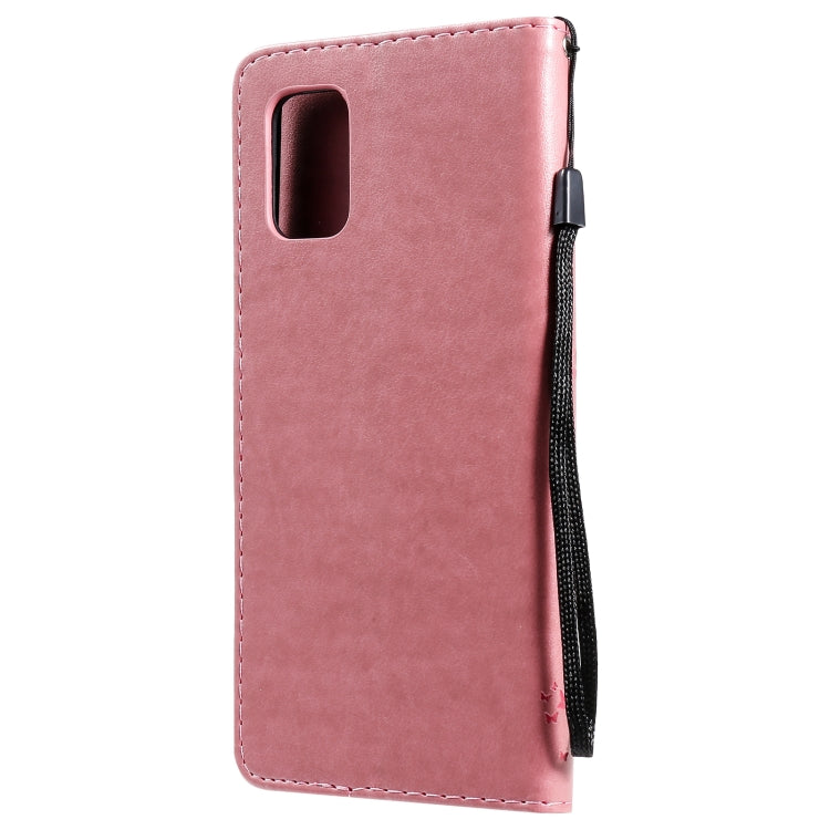 For Samsung Galaxy M51 Tree & Cat Pattern Pressed Printing Horizontal Flip PU Leather Case with Holder & Card Slots & Wallet & Lanyard