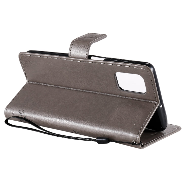 For Samsung Galaxy M51 Tree & Cat Pattern Pressed Printing Horizontal Flip PU Leather Case with Holder & Card Slots & Wallet & Lanyard