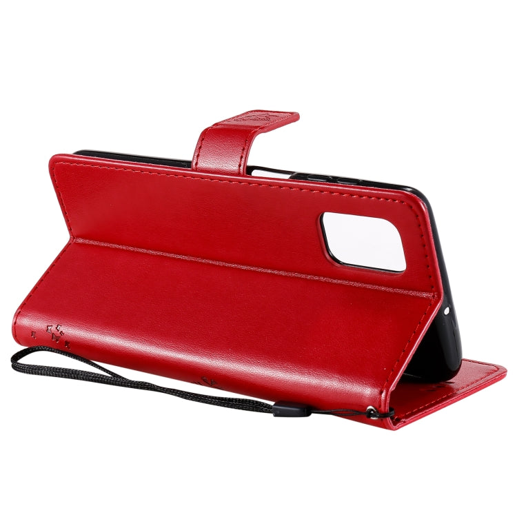 For Samsung Galaxy M51 Tree & Cat Pattern Pressed Printing Horizontal Flip PU Leather Case with Holder & Card Slots & Wallet & Lanyard