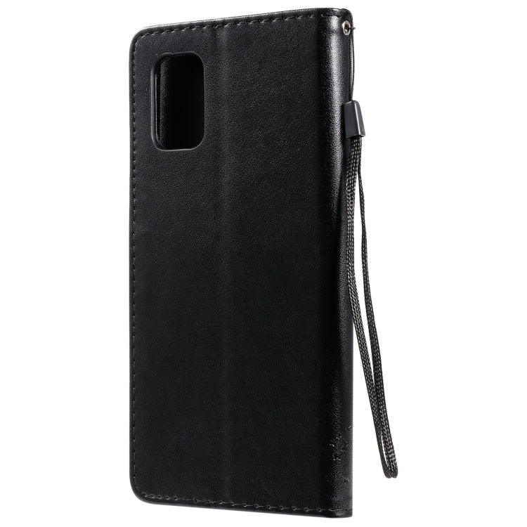 For Samsung Galaxy M51 Tree & Cat Pattern Pressed Printing Horizontal Flip PU Leather Case with Holder & Card Slots & Wallet & Lanyard