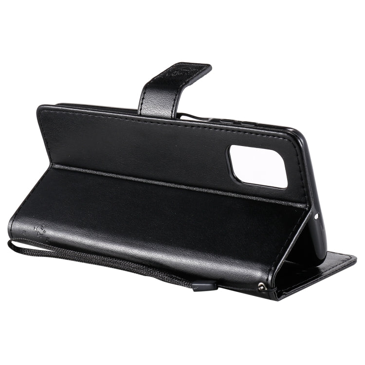 For Samsung Galaxy M51 Tree & Cat Pattern Pressed Printing Horizontal Flip PU Leather Case with Holder & Card Slots & Wallet & Lanyard