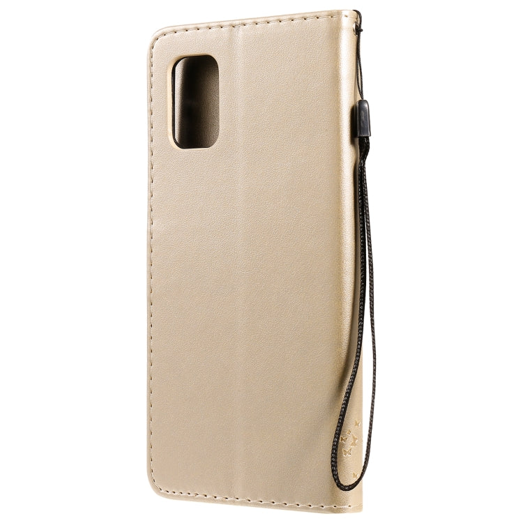 For Samsung Galaxy M51 Tree & Cat Pattern Pressed Printing Horizontal Flip PU Leather Case with Holder & Card Slots & Wallet & Lanyard