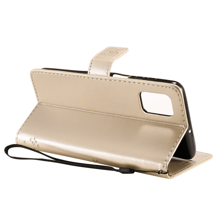 For Samsung Galaxy M51 Tree & Cat Pattern Pressed Printing Horizontal Flip PU Leather Case with Holder & Card Slots & Wallet & Lanyard