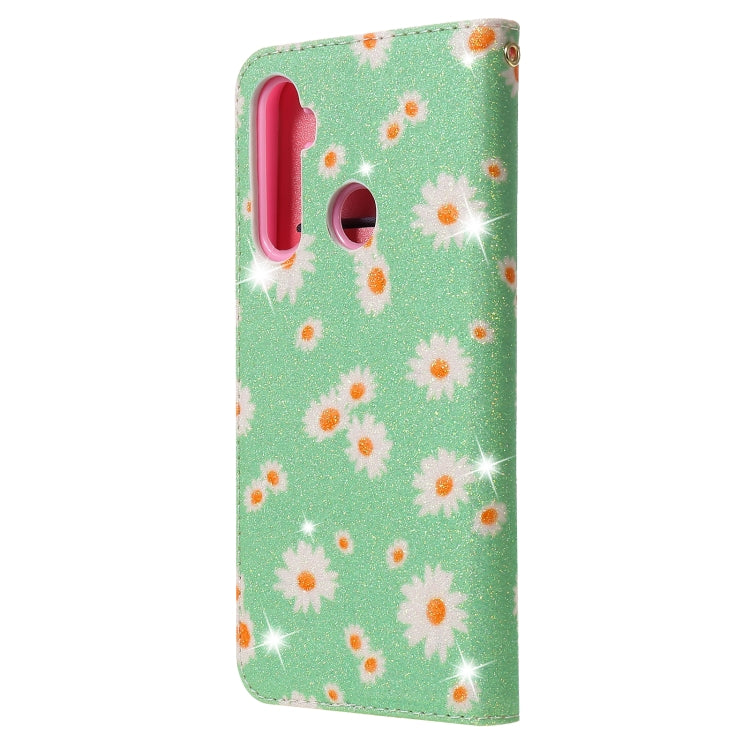 For OPPO Realme 5 & C3 Glittering Daisy Magnetic Horizontal Flip Leather Case with Holder & Card Slots & Photo Frame