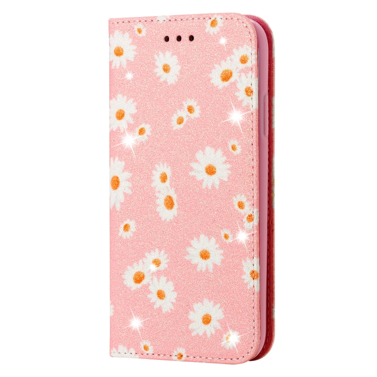 For OPPO Realme 5 & C3 Glittering Daisy Magnetic Horizontal Flip Leather Case with Holder & Card Slots & Photo Frame