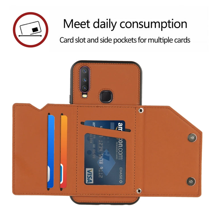 For vivo Y17 & Y15 & Y12 Skin Feel PU + TPU + PC Back Cover Shockproof Case with Card Slots & Holder & Photo Frame