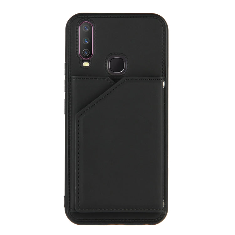 For vivo Y17 & Y15 & Y12 Skin Feel PU + TPU + PC Back Cover Shockproof Case with Card Slots & Holder & Photo Frame