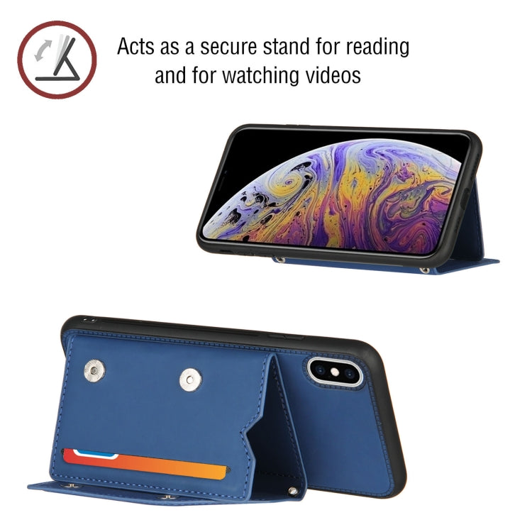 For iPhone X / XS Skin Feel PU + TPU + PC Back Cover Shockproof Case with Card Slots & Holder & Photo Frame