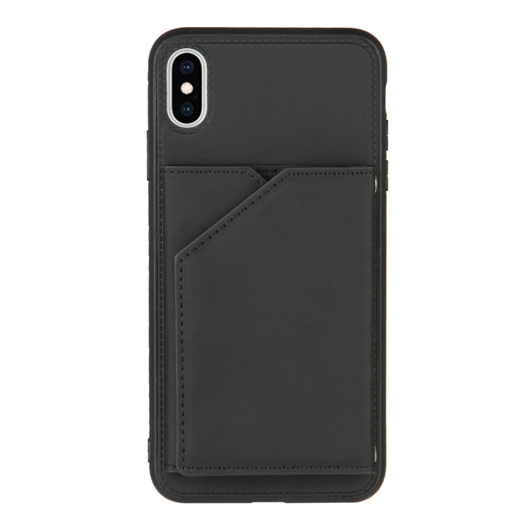 For iPhone X / XS Skin Feel PU + TPU + PC Back Cover Shockproof Case with Card Slots & Holder & Photo Frame