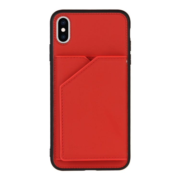 For iPhone X / XS Skin Feel PU + TPU + PC Back Cover Shockproof Case with Card Slots & Holder & Photo Frame