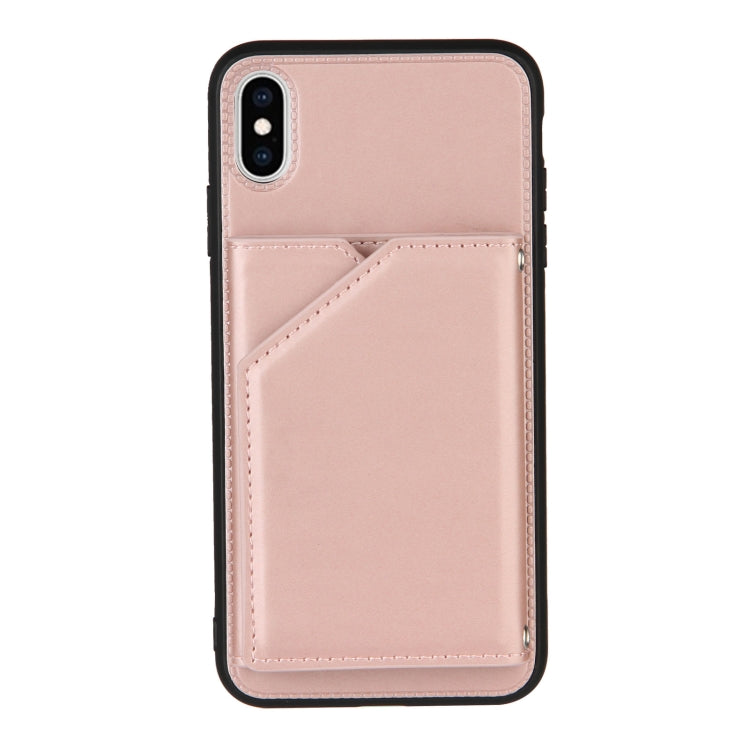 For iPhone X / XS Skin Feel PU + TPU + PC Back Cover Shockproof Case with Card Slots & Holder & Photo Frame