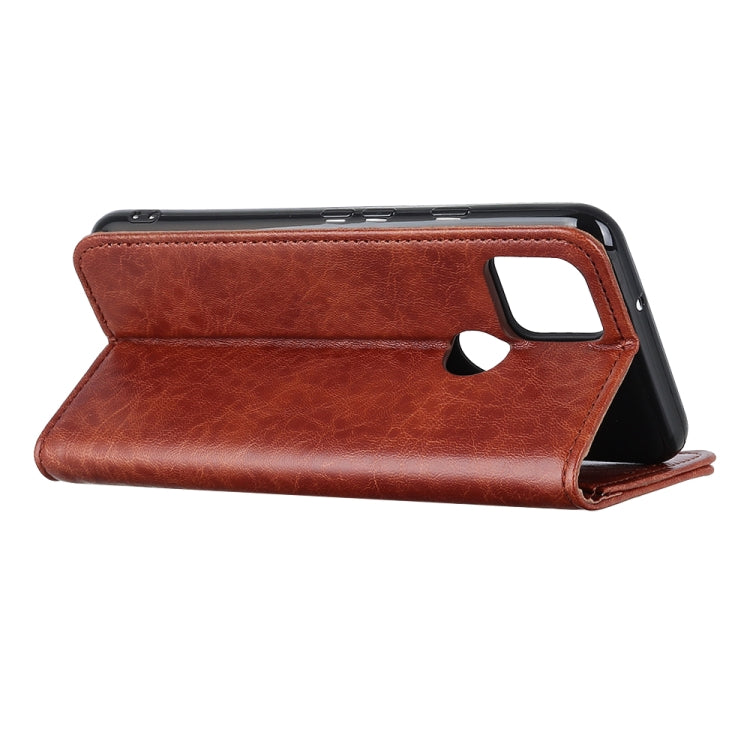 For OPPO A15 Magnetic Crazy Horse Texture Horizontal Flip Leather Case with Holder & Card Slots & Wallet