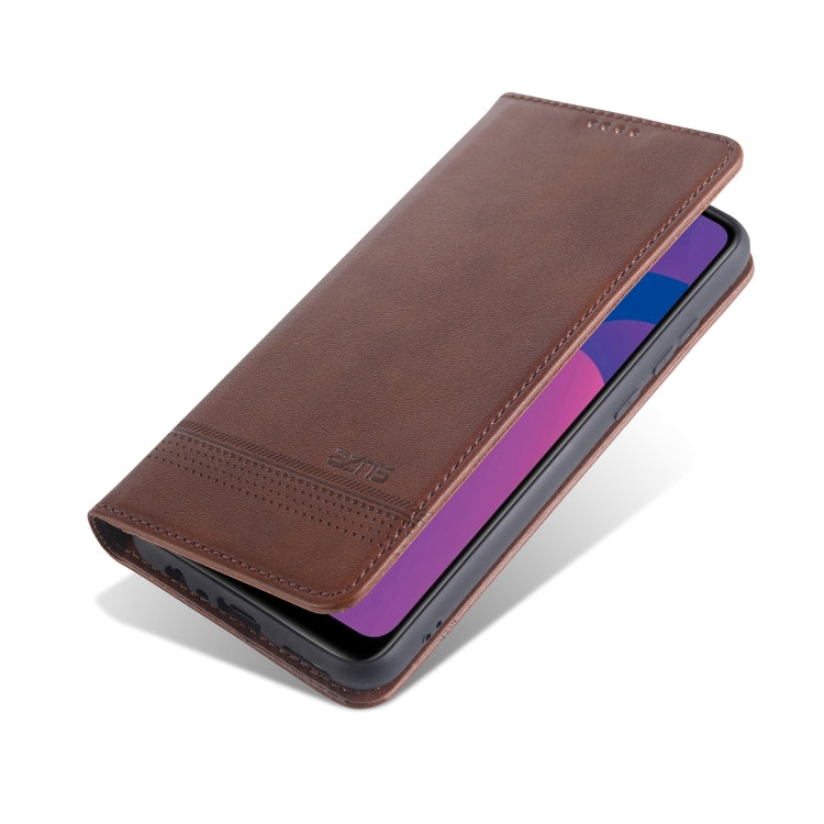 For OPPO A15 AZNS Magnetic Calf Texture Horizontal Flip Leather Case with Card Slots & Holder & Wallet