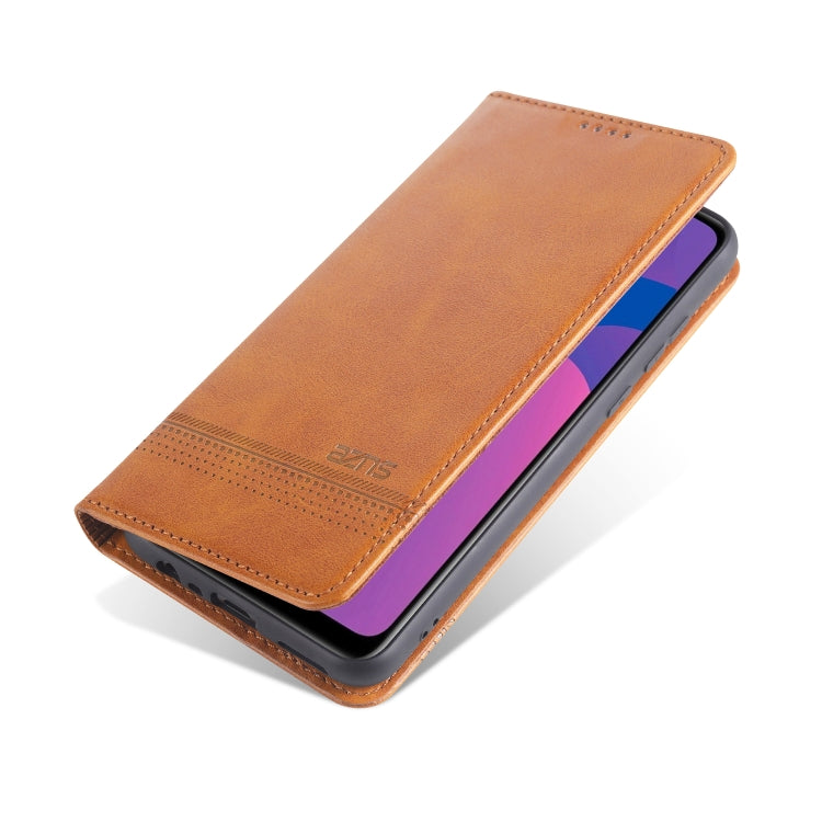 For OPPO A15 AZNS Magnetic Calf Texture Horizontal Flip Leather Case with Card Slots & Holder & Wallet
