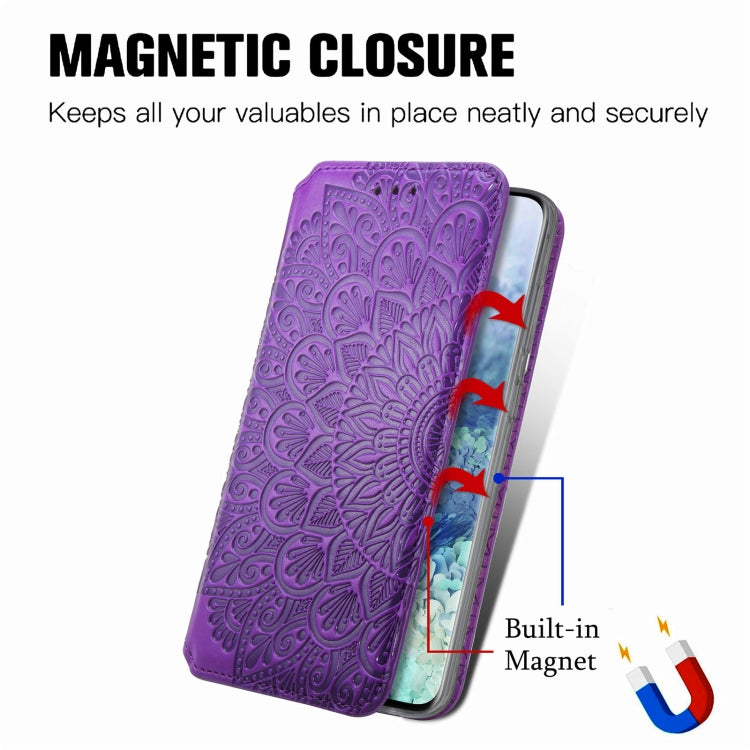 For Samsung Galaxy S20 Ultra Blooming Mandala Embossed Pattern Magnetic Horizontal Flip Leather Case with Holder & Card Slots & Wallet
