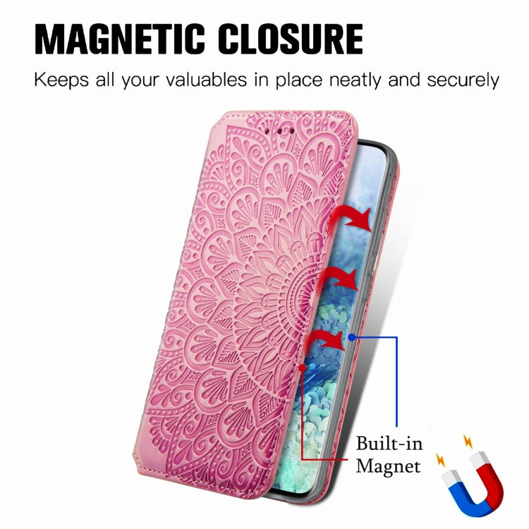For Samsung Galaxy S20 Ultra Blooming Mandala Embossed Pattern Magnetic Horizontal Flip Leather Case with Holder & Card Slots & Wallet