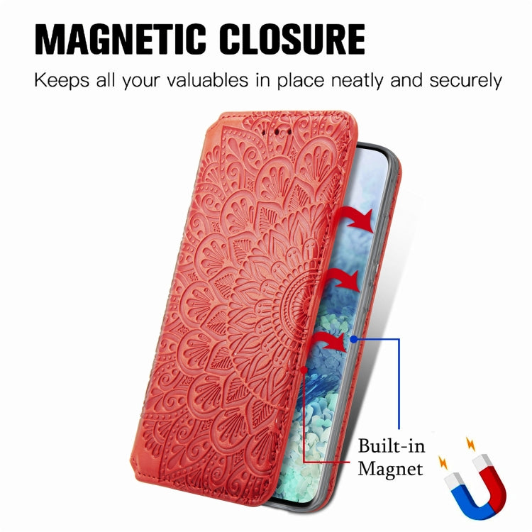 For Samsung Galaxy S20 Ultra Blooming Mandala Embossed Pattern Magnetic Horizontal Flip Leather Case with Holder & Card Slots & Wallet