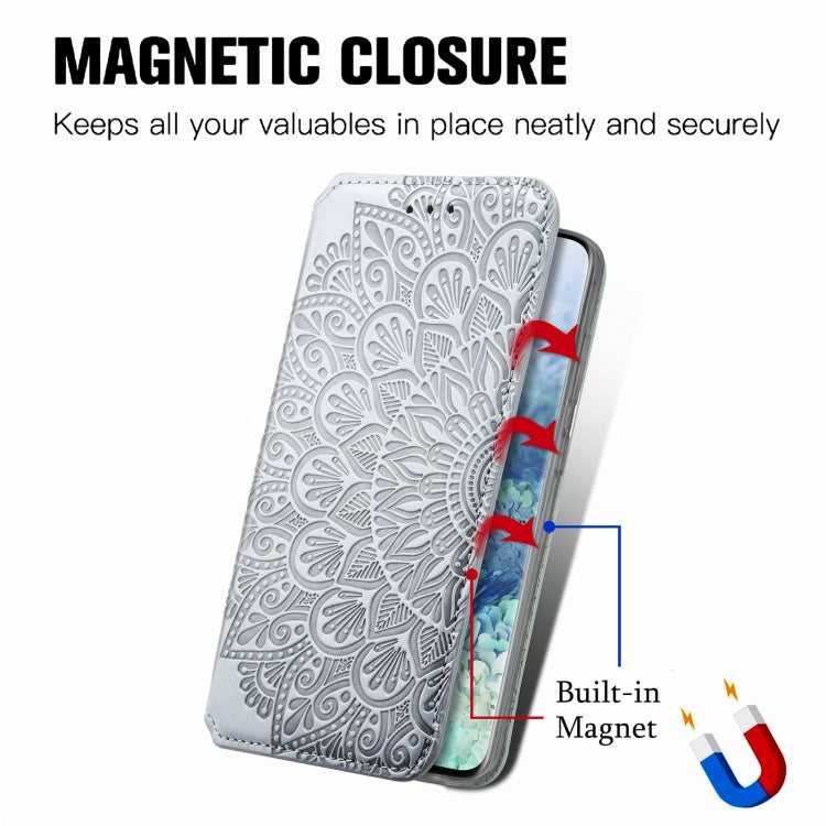 For Samsung Galaxy S20 Ultra Blooming Mandala Embossed Pattern Magnetic Horizontal Flip Leather Case with Holder & Card Slots & Wallet