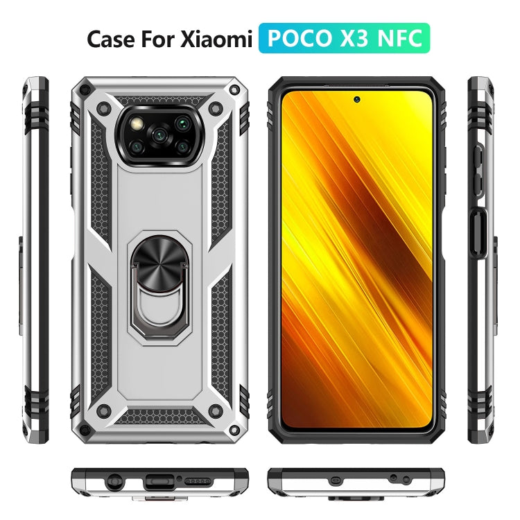 For Xiaomi Poco X3 NFC Shockproof TPU + PC Protective Case with 360 Degree Rotating Holder