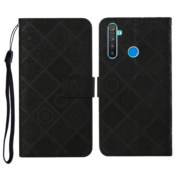For OPPO Realme 5 Pro Ethnic Style Embossed Pattern Horizontal Flip Leather Case with Holder & Card Slots & Wallet & Lanyard