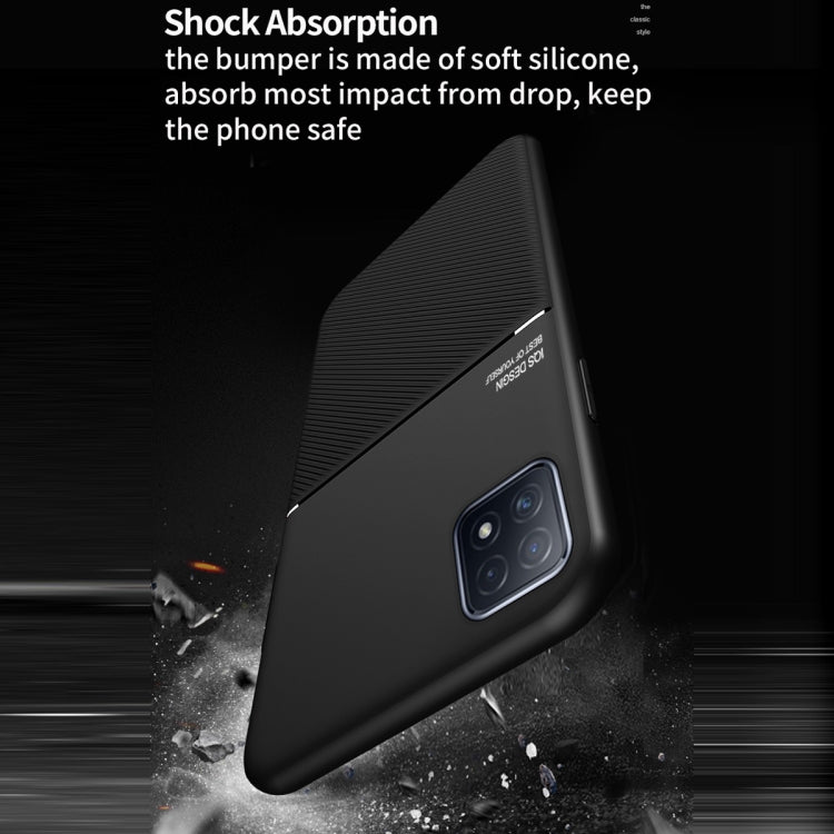 For OPPO A72 Classic Tilt Strip Grain Magnetic Shockproof PC + TPU Case