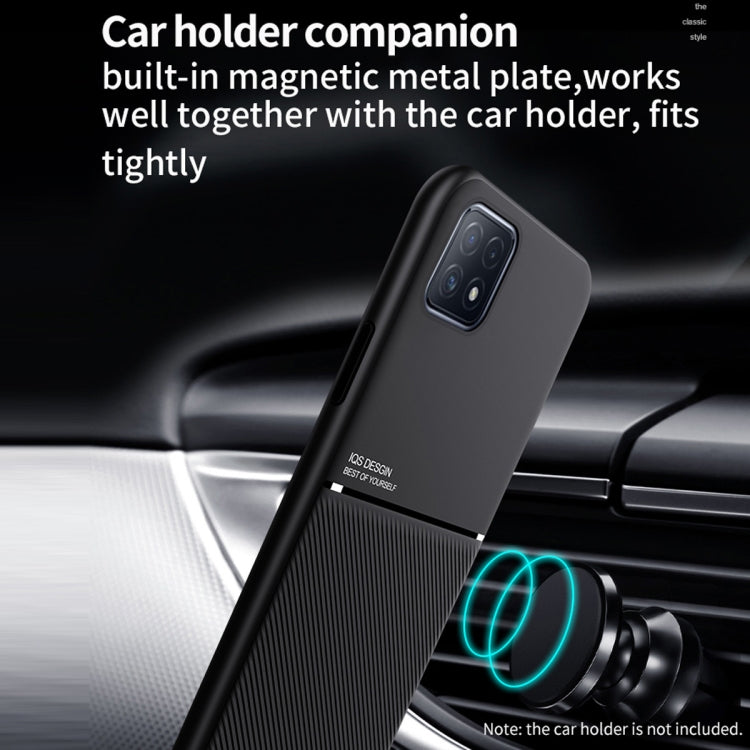 For OPPO A72 Classic Tilt Strip Grain Magnetic Shockproof PC + TPU Case