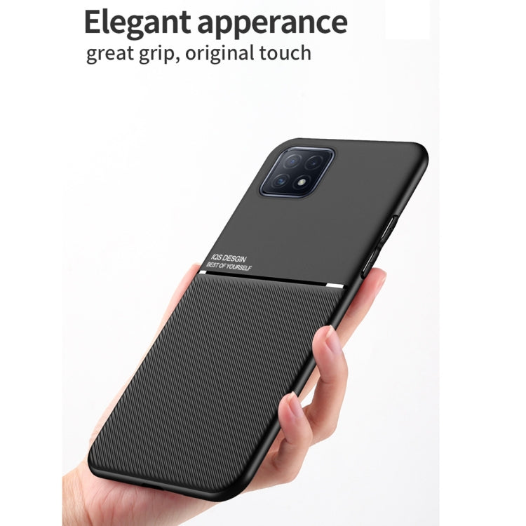 For OPPO A72 Classic Tilt Strip Grain Magnetic Shockproof PC + TPU Case
