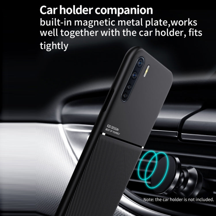 For OPPO A91 / Reno3 Classic Tilt Strip Grain Magnetic Shockproof PC + TPU Case