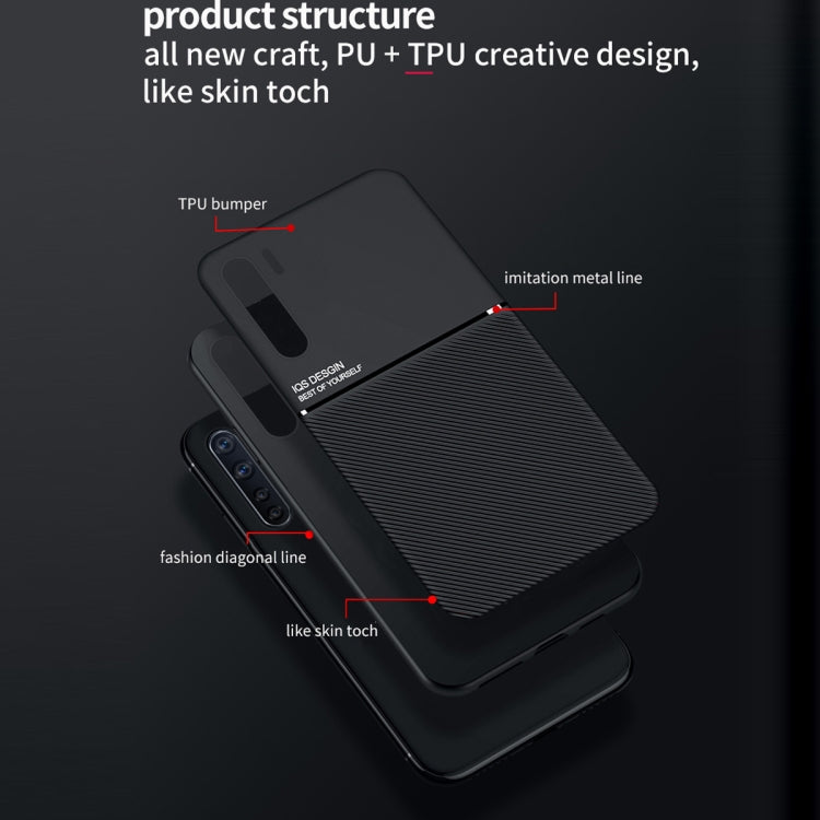 For OPPO A91 / Reno3 Classic Tilt Strip Grain Magnetic Shockproof PC + TPU Case