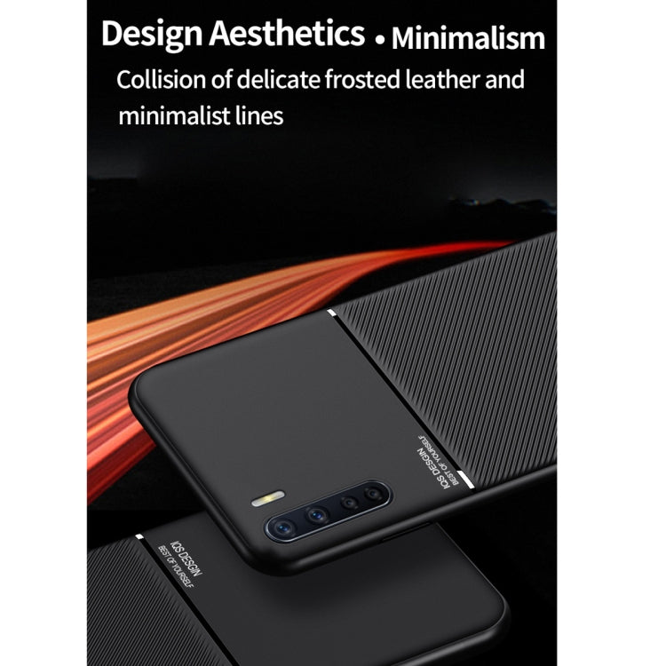 For OPPO A91 / Reno3 Classic Tilt Strip Grain Magnetic Shockproof PC + TPU Case