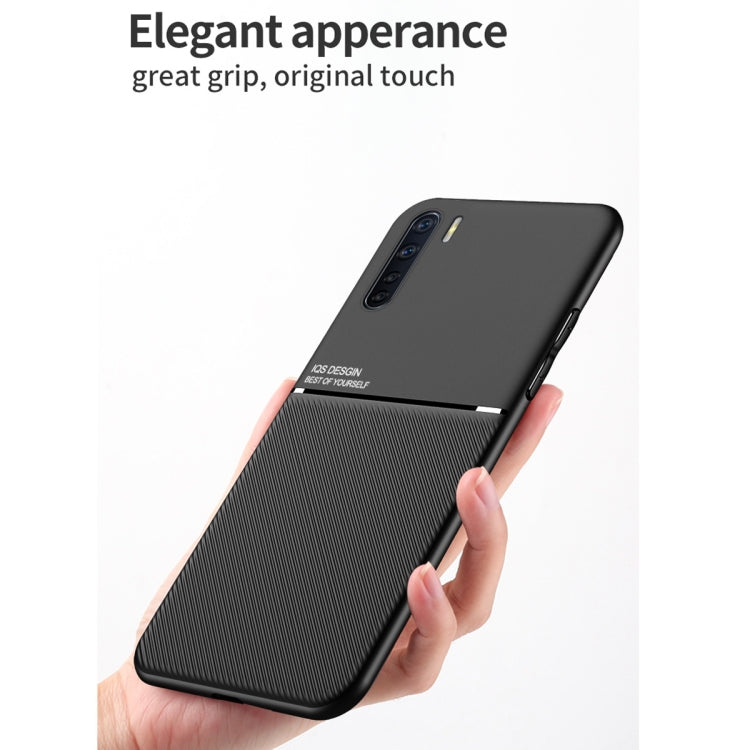 For OPPO A91 / Reno3 Classic Tilt Strip Grain Magnetic Shockproof PC + TPU Case