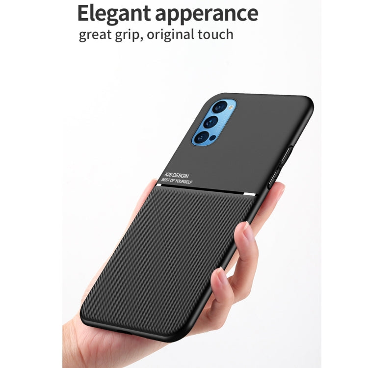 For OPPO Reno4 Classic Tilt Strip Grain Magnetic Shockproof PC + TPU Case