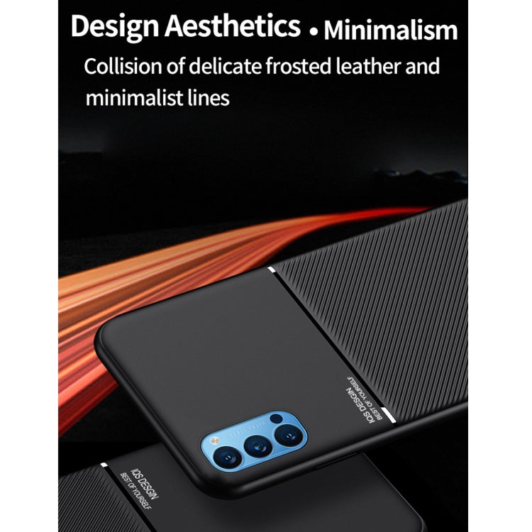 For OPPO Reno4 Classic Tilt Strip Grain Magnetic Shockproof PC + TPU Case