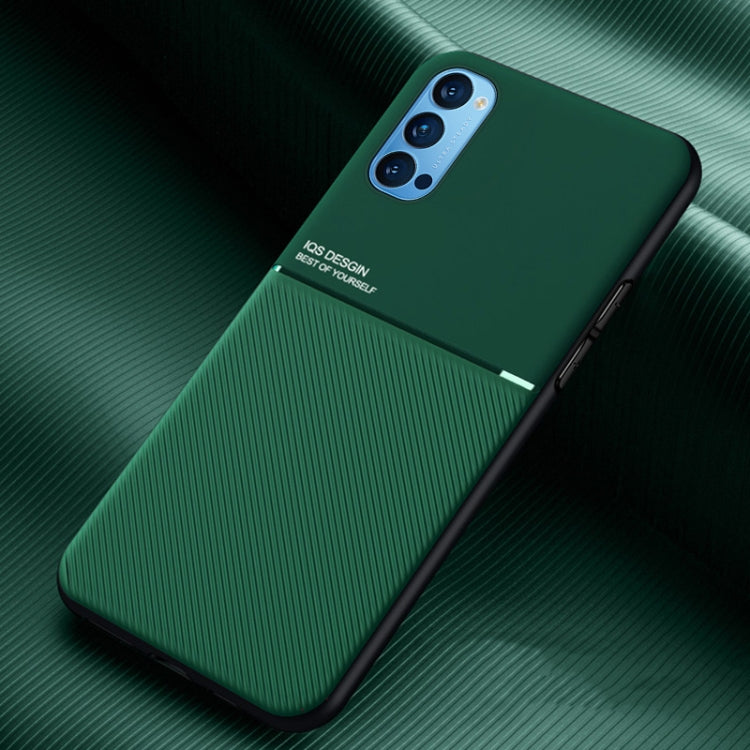 For OPPO Reno4 Pro Classic Tilt Strip Grain Magnetic Shockproof PC + TPU Case