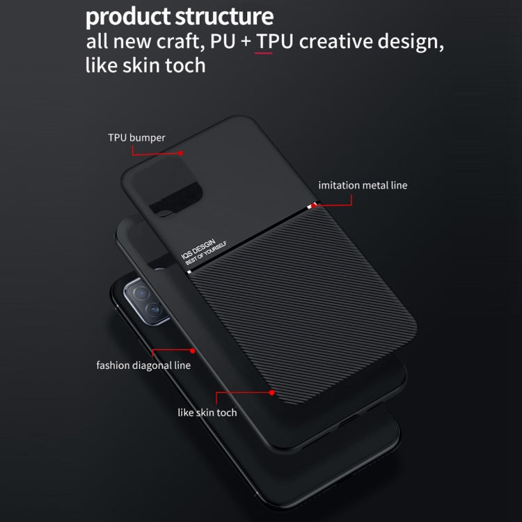 For OPPO Reno4 SE Classic Tilt Strip Grain Magnetic Shockproof PC + TPU Case