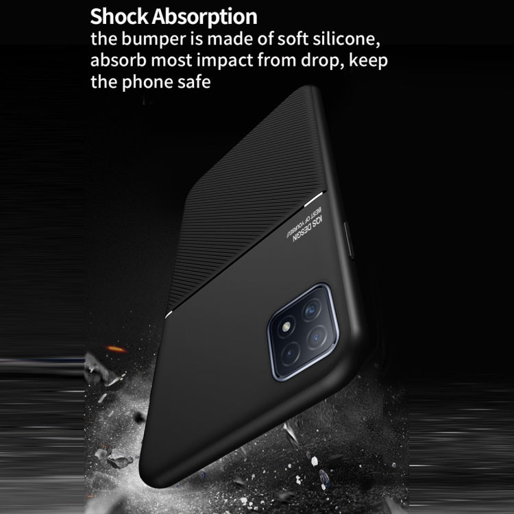 For OPPO Reno4 SE Classic Tilt Strip Grain Magnetic Shockproof PC + TPU Case