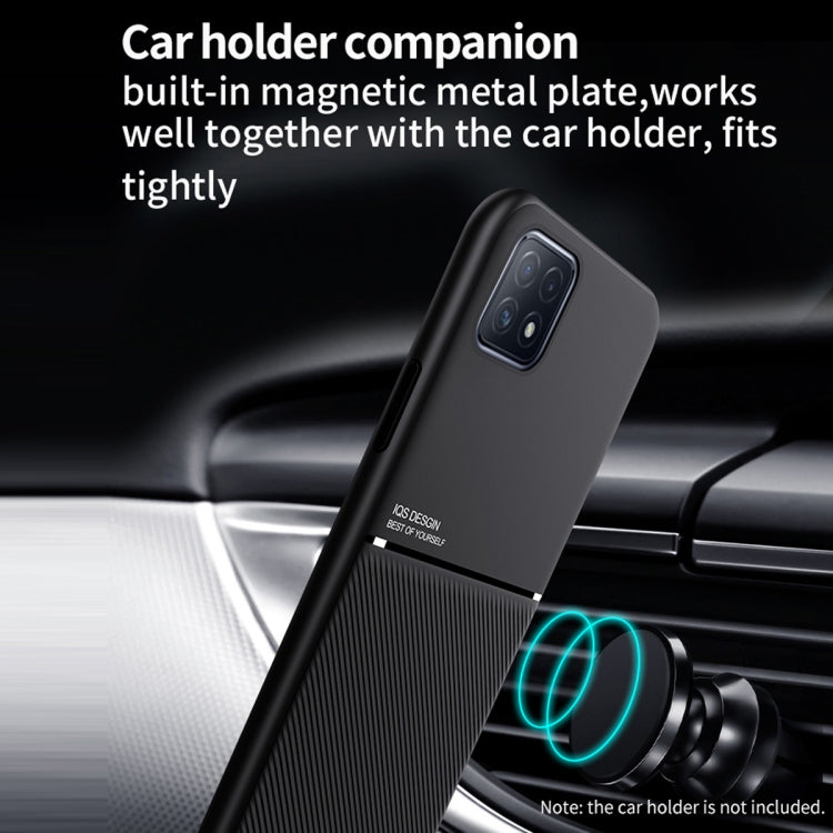 For OPPO Reno4 SE Classic Tilt Strip Grain Magnetic Shockproof PC + TPU Case