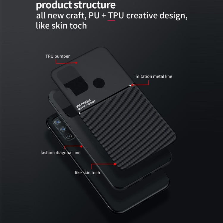 For OPPO Realme 7i Asian Version Classic Tilt Strip Grain Magnetic Shockproof PC + TPU Case