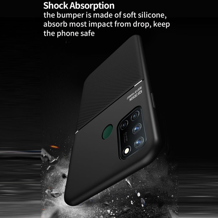 For OPPO Realme 7i Asian Version Classic Tilt Strip Grain Magnetic Shockproof PC + TPU Case