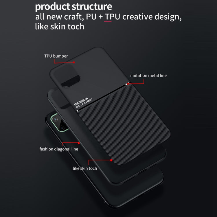 For OPPO Realme C11 Classic Tilt Strip Grain Magnetic Shockproof PC + TPU Case