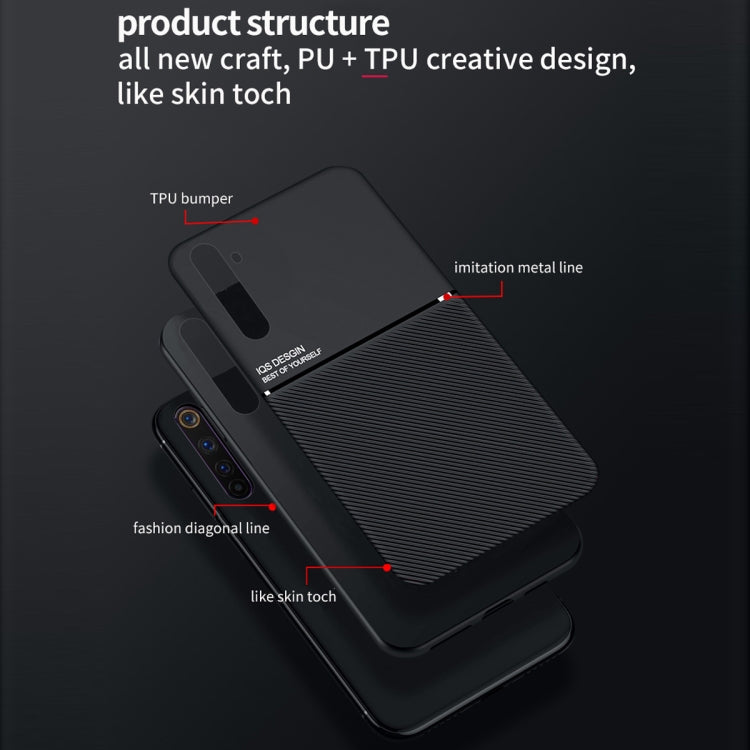 For OPPO Realme 6 Pro Classic Tilt Strip Grain Magnetic Shockproof PC + TPU Case