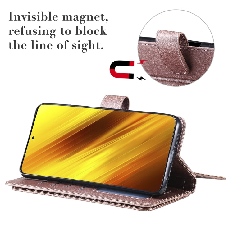 For Xiaomi Poco X3 NFC Multifunctional Magnetic Copper Buckle Horizontal Flip Leather Case with Bracket & 10 Card Slots & Wallet & Photo Frame